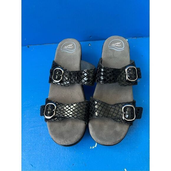 DANSKO Sophie Slide Black Heeled Sandals -
EU 40 (9.5) Clog Shoes Buckled - Picture 1 of 6